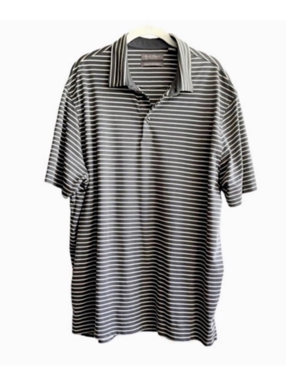 Daniel Cremieux Performance Polo Shirt Pima Cotton Striped Gray Size XL